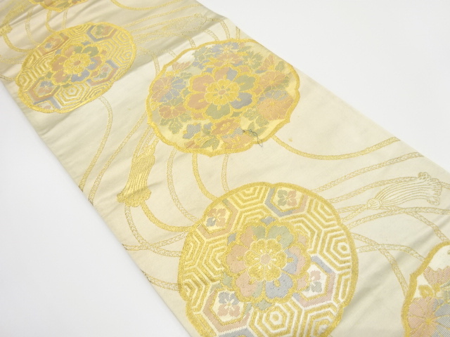 アンティーク　鏡裏に華紋織り出し袋帯（材料）